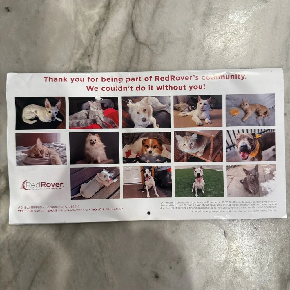 💚2026 Red Rover Dog / Cat Calendar
